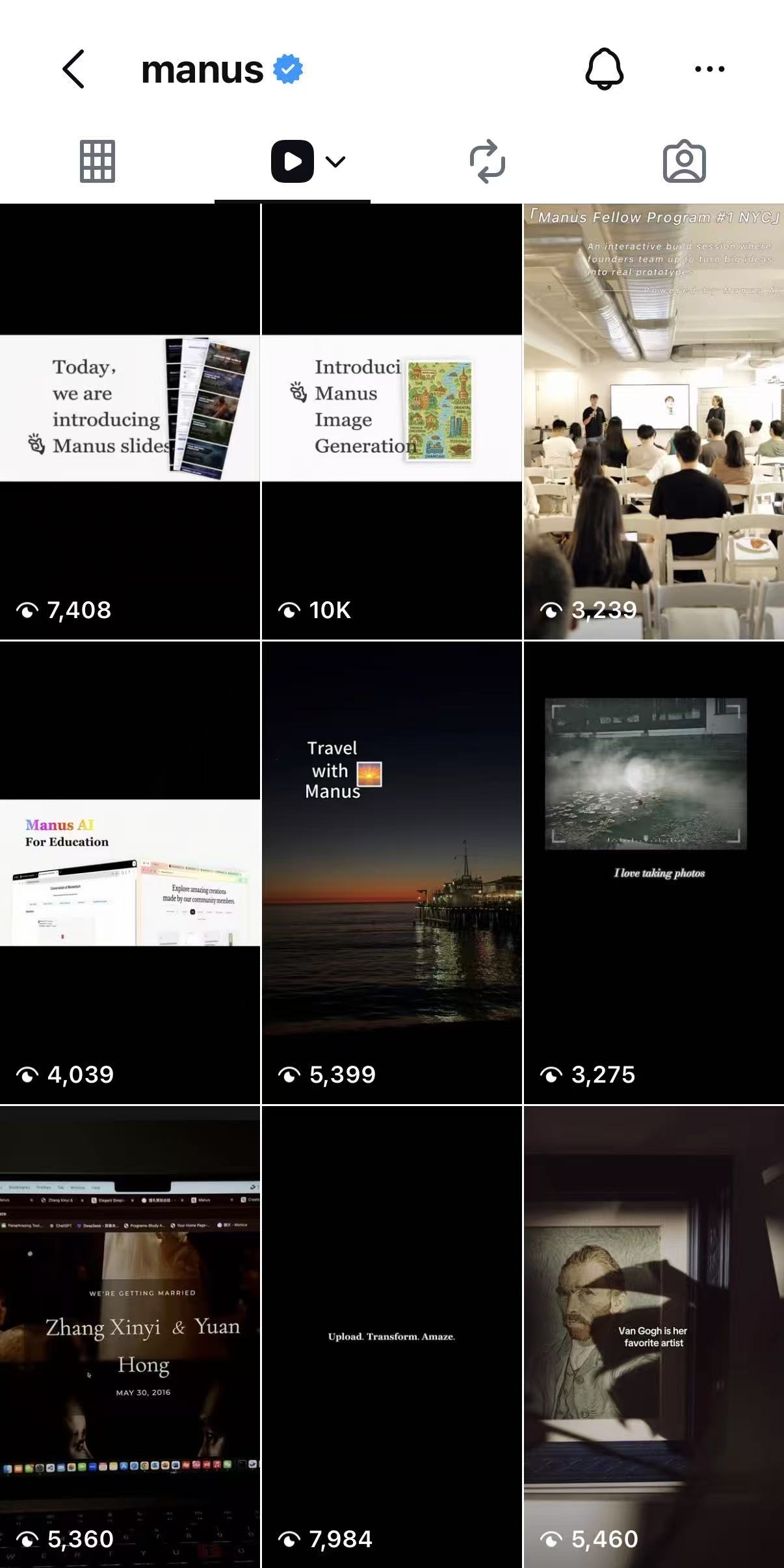 Manus AI Instagram grid